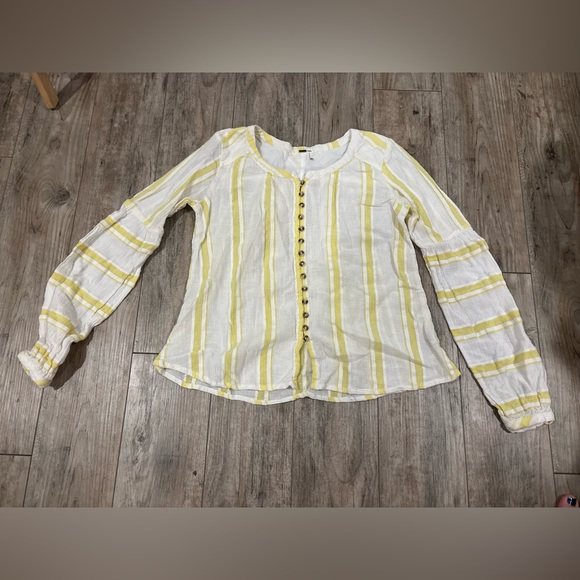 free people movement Tops - Free People Striped Yellow and White Women's Top Size Small